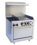 Blue Flame HFSO36-24G 36" Commercial Natural Gas 2 Burners with 24" Thermostatic Griddle Stove Top Range