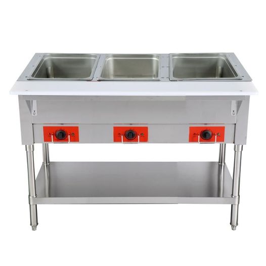 Omega Electric 3 Well Steam Table - 120V or 208-240V, NO WATER REQUIRED