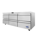 Atosa AUR72D6 72" Solid 6-Drawer Undercounter Refrigerated Work Table