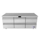 Atosa AUR72D6 72" Solid 6-Drawer Undercounter Refrigerated Work Table