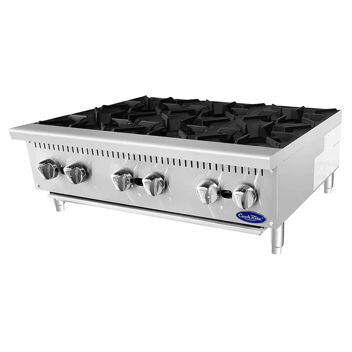 Atosa ACHP-6 Natural Gas/Propane 6 Burner Hot Plate - 32,000 BTUs Per Burner