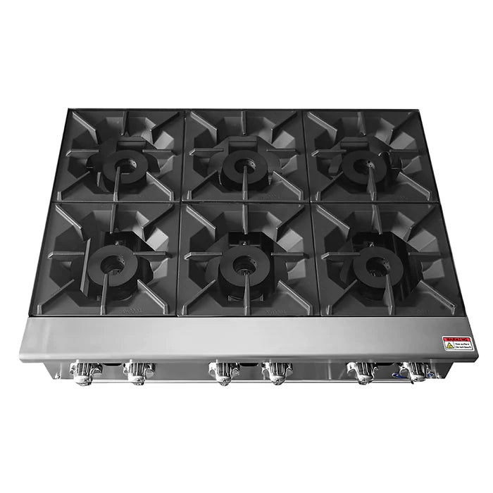 Atosa ACHP-6 Natural Gas/Propane 6 Burner Hot Plate - 32,000 BTUs Per Burner