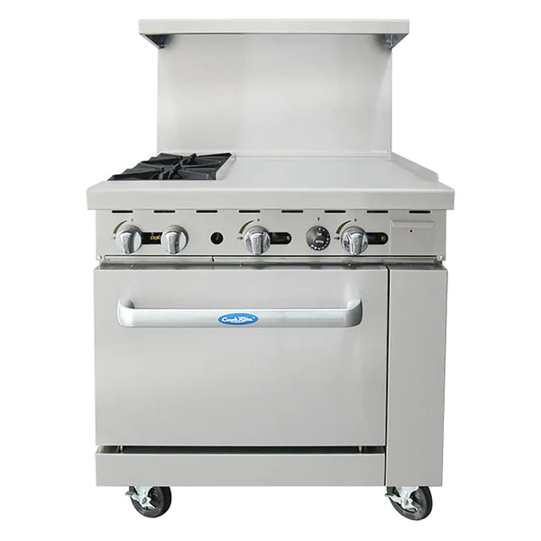 Atosa AGR-2B24GR Natural Gas/Propane 2 Burners with 24" Griddle Stove Top Range