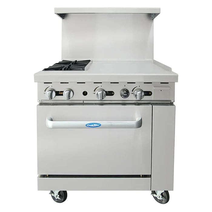 Atosa AGR-2B24GR Natural Gas/Propane 2 Burners with 24" Griddle Stove Top Range