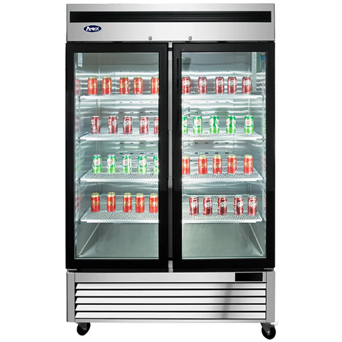 Atosa Double Door 54" Wide Stainless Steel Glass Display Freezer