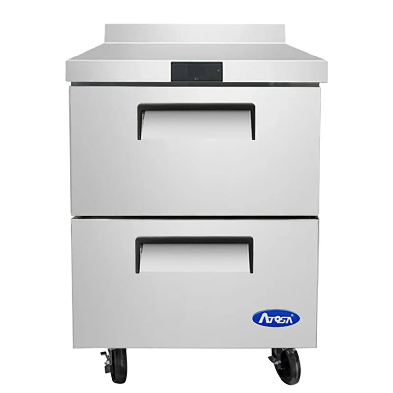 Atosa MGF8423GR 27″ Single Door Two-Drawer Undercounter Refrigerated Work Table With Backsplash