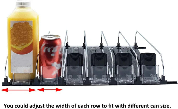 Drink Organizer - Refrigerator Self Push Drink Pusher, Can Dispenser Rack, Various sizes Available