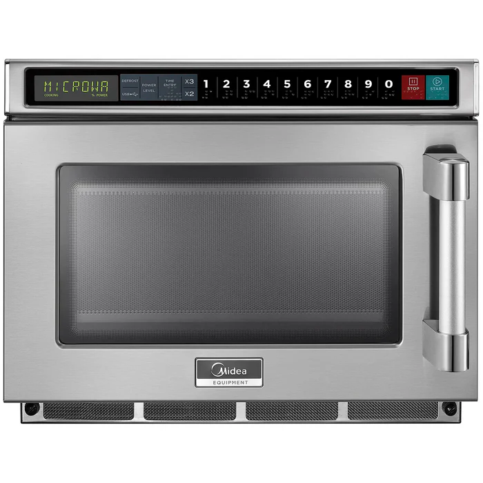 Midea 2117G1A Commercial Compact Touchpad Microwave with Filter - 2100W, Fits 13" Platter