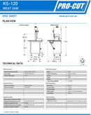 2023 Pro-Cut KS-120 Hose Down Washable Band Saw with 120" Blade - 3 HP, 220V, Three Phase