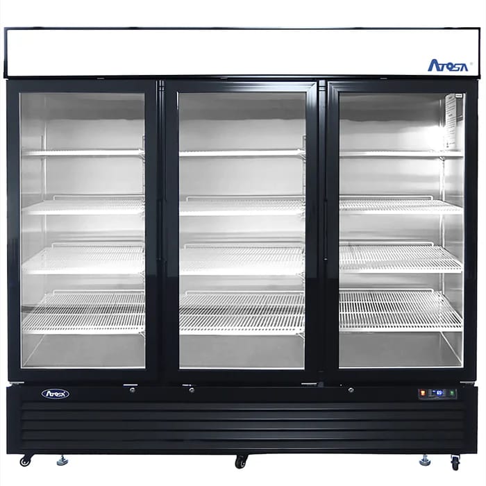 Atosa MCF8729GR 82" Wide Triple Glass Sliding Door Display Refrigerator