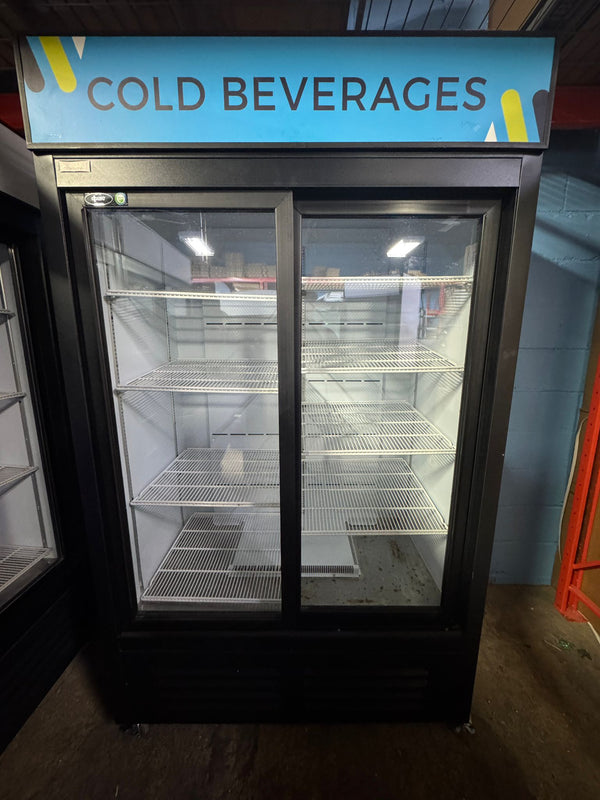 Used QBD Black CD40-HC 48" Wide Double Glass Door Refrigerator-Manufactured in 2022