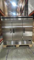 Brand New Scratch And Dent Atosa MBF8504GR Bottom Mount 82" Wide Triple Solid Door Stainless Steel Freezer