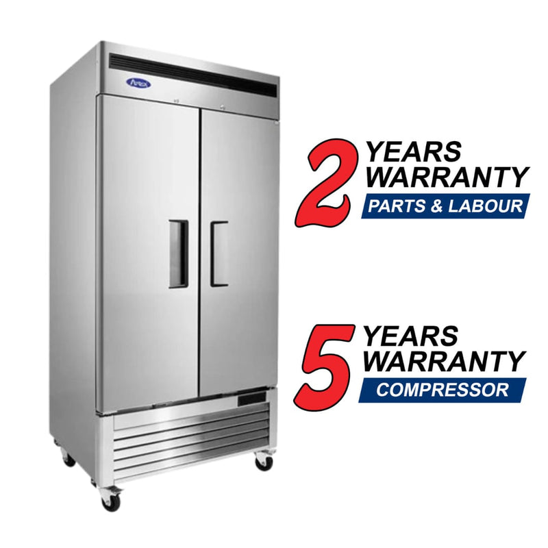 Atosa MBF8506GR Bottom Mount Slim Double Solid Door 40" Wide Stainless Steel Refrigerator