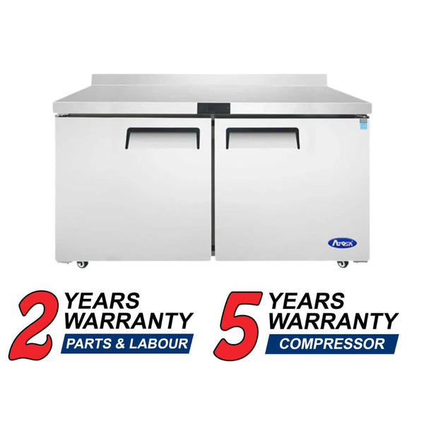 Atosa MGF8410GR 60″ Double Door Undercounter Refrigerated Work Table With Backsplash