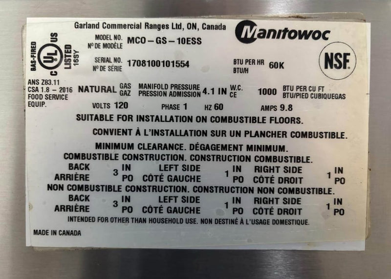 Used Garland MCO-GS-10-ESS Single Deck Full Size Natural Gas Convection Oven - 60,000 BTU