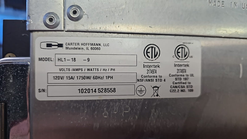Used Carter-Hoffmann hotLogix 36-Pan Insulated Proofer/Heated Holding Cabinet - 120V/1Phase