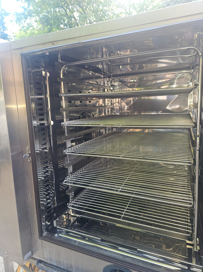 Used Rational SCC-102G 10 Full Size Pan Self Cooking Center Natural Gas Combi Oven With Stand