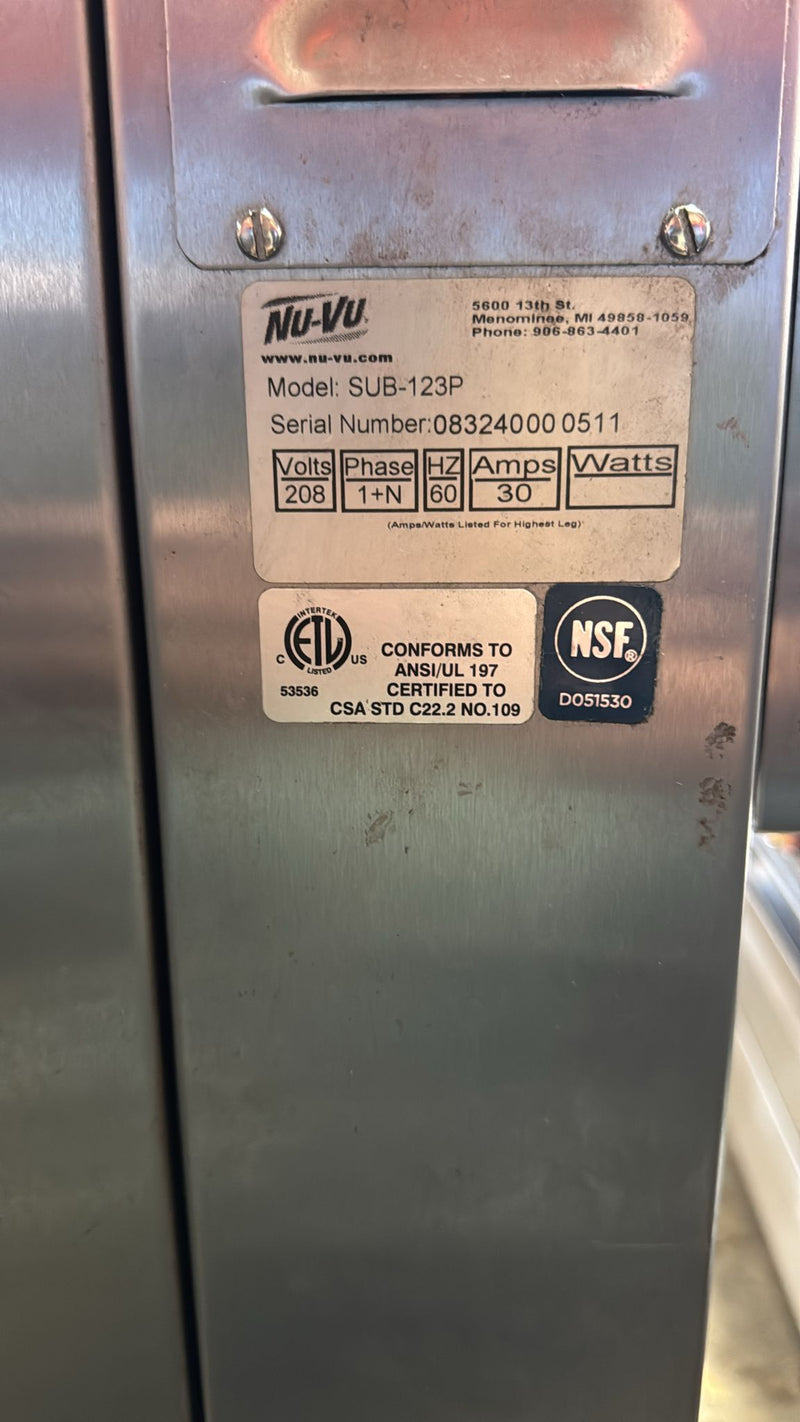 Used Nu-Vu SUB-123P Convection Oven With Proofer Combo