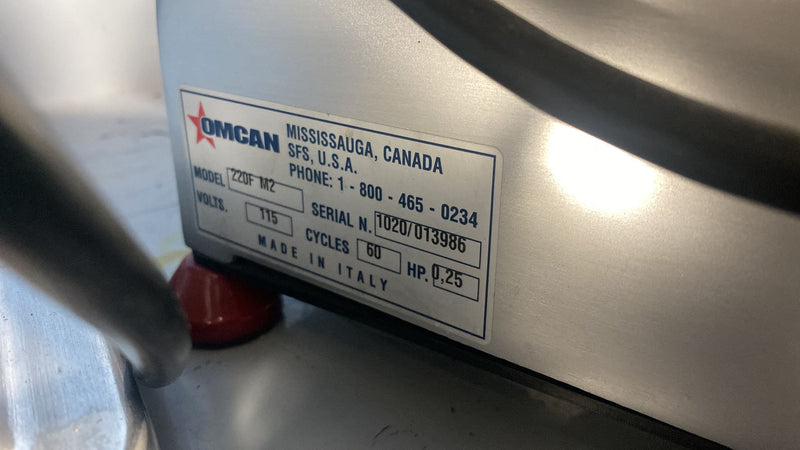 Used Omcan 220F 9" Manual Meat Slicer -0.25 HP