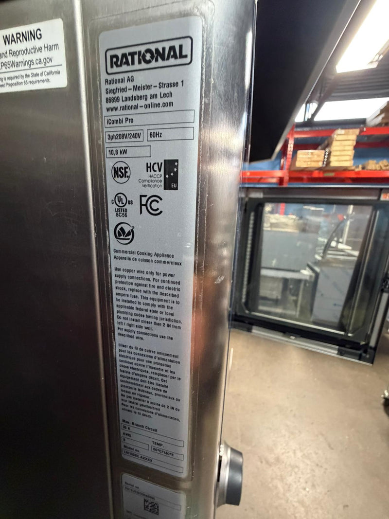 2023 Rational iCombi Pro 6-Half Size Pan Electric Combi Oven With Ventless Hood