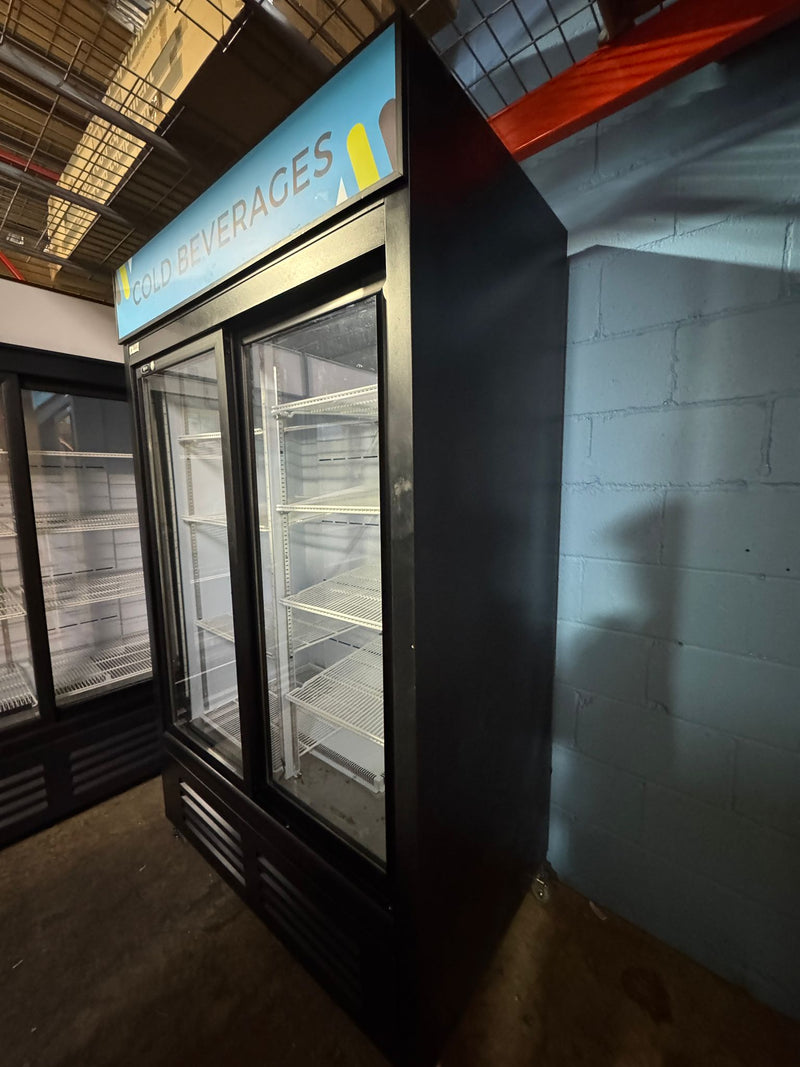 Used QBD Black CD40-HC 48" Wide Double Glass Door Refrigerator-Manufactured in 2022