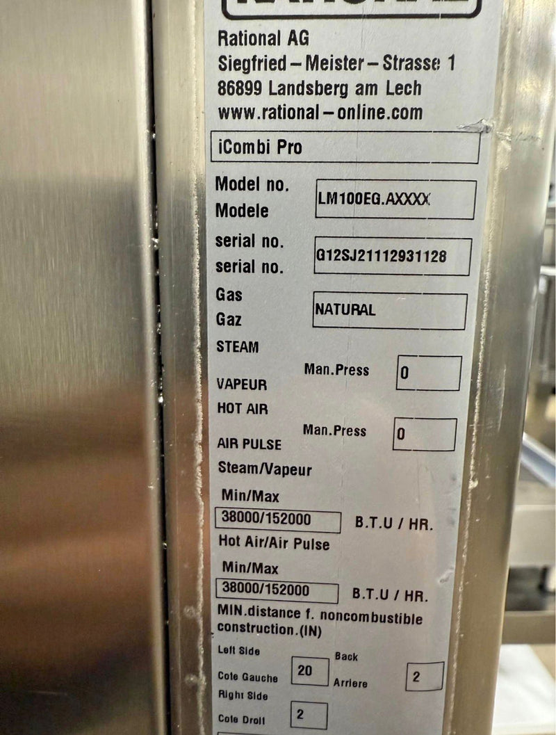 2021 Rational iCombi Pro LM100EG 10 Full Size Pan Natural Gas Combi Oven