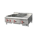 Omcan 36" Countertop Natural Gas Hot Plate, Char broiler and Griddle Combo