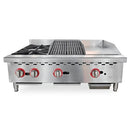 Omcan 36" Countertop Natural Gas Hot Plate, Char broiler and Griddle Combo
