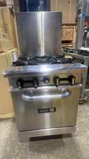 CPO Asber AER-4-24-NG 4 Burner Natural Gas Stove Top Range with Oven- 150,000 BTU