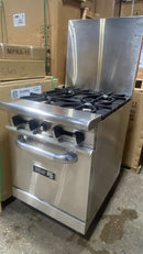 CPO Asber AER-4-24-NG 4 Burner Natural Gas Stove Top Range with Oven- 150,000 BTU