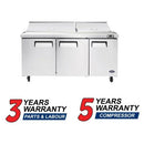 Atosa MSF8308GR Triple Door 72" Refrigerated Mega Top Sandwich Prep Table