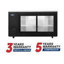 Atosa SBB69SGGRAUS2 68″ Black Shallow Depth Double Sliding Door Back Bar Cooler