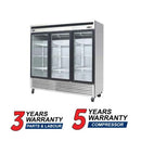 Atosa MCF8708GR 81″ Triple Swing Glass Door Stainless Steel Refrigerator