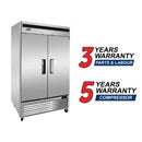 Atosa MBF8503GR 54" Wide Bottom Mount Double Solid Door Stainless Steel Freezer