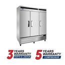 Atosa MBF8508GR Bottom Mount  82" Wide Triple Solid Door Stainless Steel Refrigerator