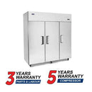 Atosa MBF8006GR 78" Top Mount Solid Triple Door Reach-In Refrigerator