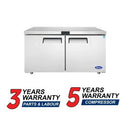 Atosa MGF8407GR Double Door 60" Undercounter Freezer Work Table