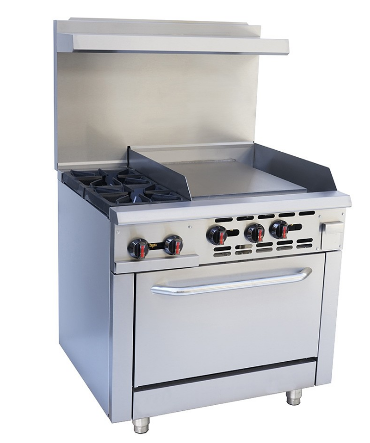 Blue Flame 36" Commercial Natural Gas 2 Burners with 24" Thermostatic Griddle Stove Top Range