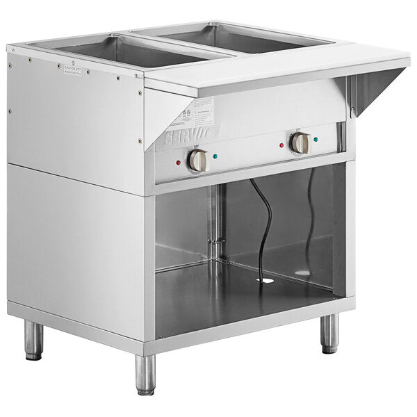 Maple Leaf Electric 2 Well Steam Table - 120V, Enclosed Cabinet