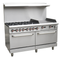 Blue Flame Natural Gas 6 Burners with 24" THERMOSTATIC Griddle Stove Top Range