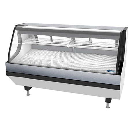 Pro-Kold MCSC-80-W Curved Glass 79" Refrigerated Fresh Meat Display Case - SELF-CONTAINED CONDENSING UNIT