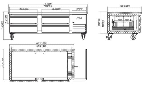 North-Air NA-CBR72 Refrigerated 74" Chef Base
