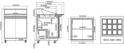 North-Air NA-S29M Single Door 29" Refrigerated Mega Top Sandwich Prep Table