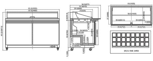 North-Air Double Door 60" Refrigerated Mega Top Sandwich Prep Table