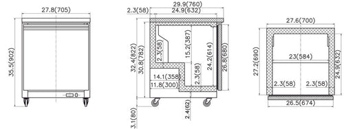 28" North-Air Single Door Undercounter or Worktop Freezer