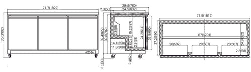 North-Air NA-UC72F 72" Three Door Undercounter or Worktop Freezer