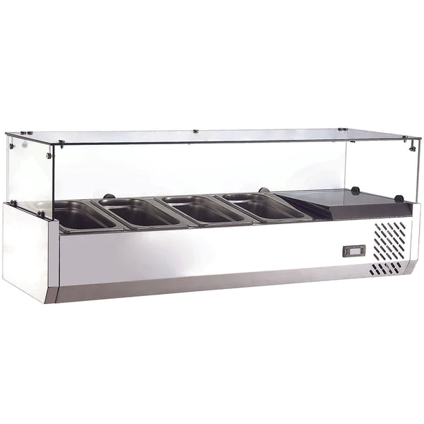Nordic Air NTR-48 Refrigerated 47" Topping Rail with Glass Sneeze Guard