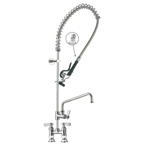 Maple Leaf Heavy Duty Deck Mount Pre-Rinse Faucet with Add on Swing Neck