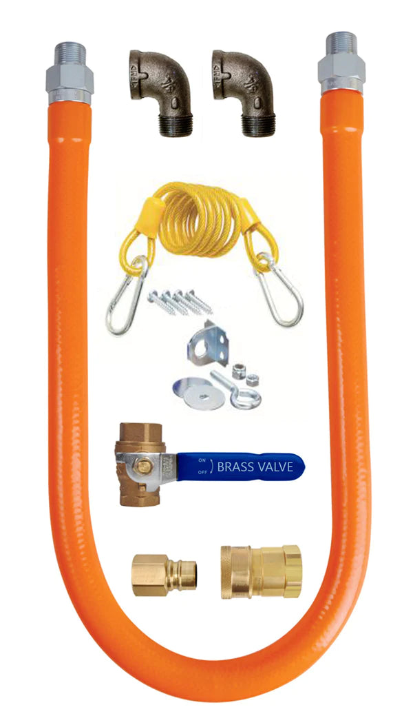 Commercial 3/4" Diameter Quick Disconnect Gas Hose Kit - 48" Hose Length