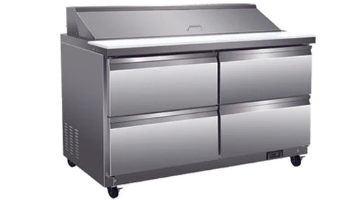 North-Air Double Door 61" Refrigerated Salad & Sandwich Prep Table With 4 Drawers